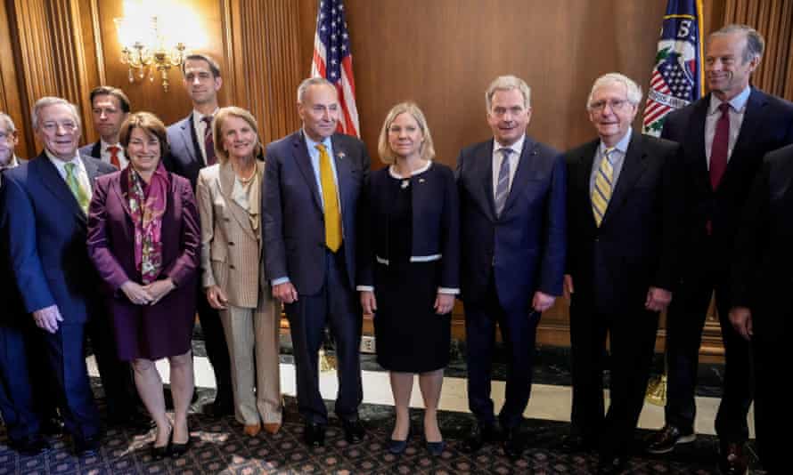Congressional leaders including Democratic senate majority leader Chuck Schumer and Republican senate minority leader Mitch McConnell, and a bipartisan group of senators, meet with Sweden’s prime minister Magdalena Andersson and Finland’s president Sauli Niinisto.