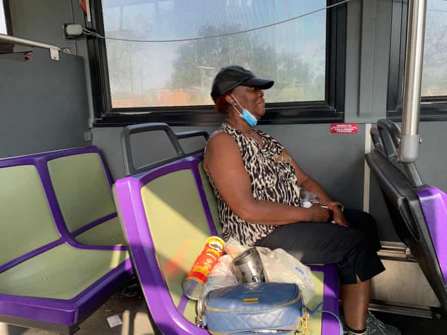 Inez McKenzie, 65, who lives in the 9th district, avoids the heat of the cooling bath.