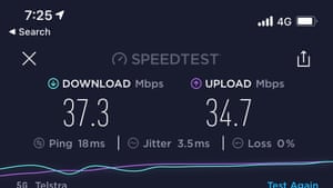 Test de vitesse 4G à Melbourne.