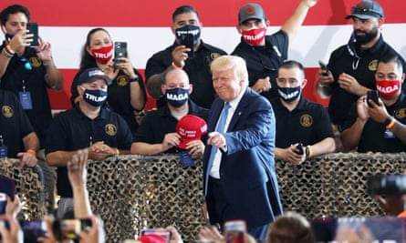 'It's not the same': How Trump and Covid devastated an Arizona border town - Donald Trump attends a campaign rally at the Defense Contractor Complex on 18 August 2020 in Yuma, Arizona.