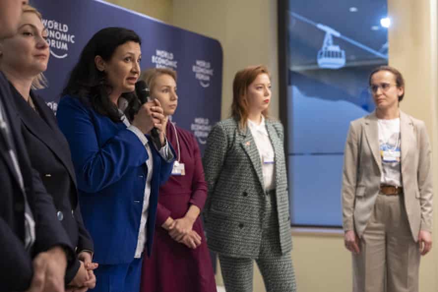 Ukrainian members of parliament Yevheniya Kravchuk, Ivanna Klympush-Tsintsadze, Anastasiia Radina, Alyona Shkrum, and Yulia Klymenko.