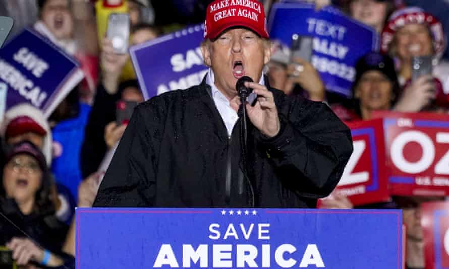 Donald Trump speaks at a campaign rally in Greensburg, Pa., on May 6, 2022.