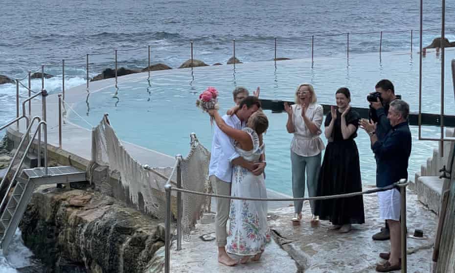 Anna Butler and George Tap celebrate their marriage.Many guests