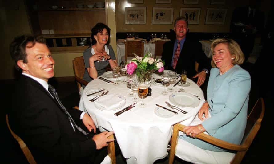 Bill and Hillary Clinton had dinner with Tony and Cherie Blair at the Lupon restaurant in London in 1997.