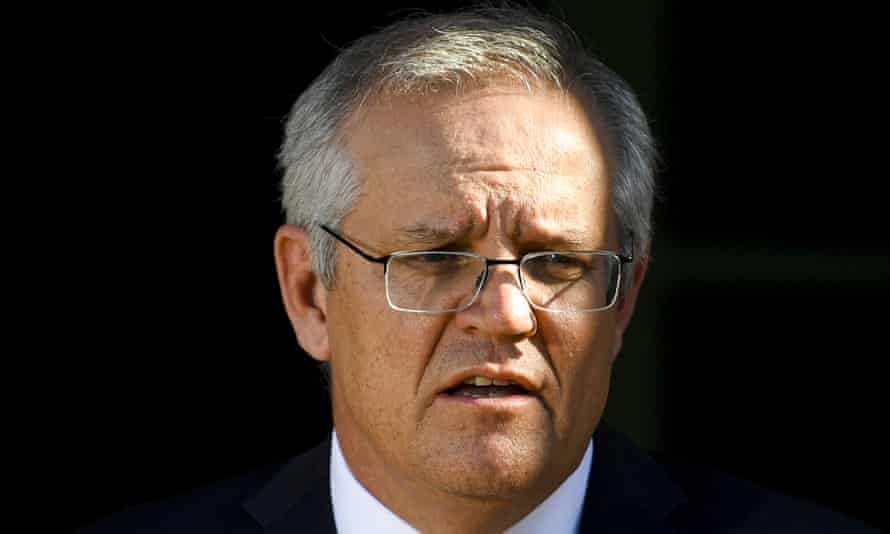 Australian prime minister Scott Morrison addresses the media