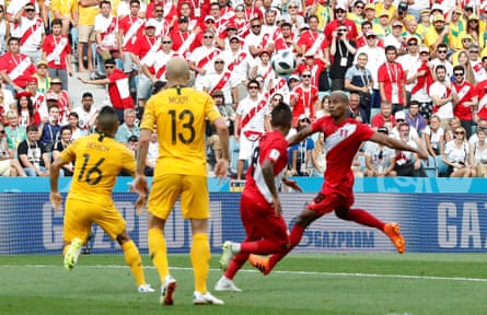 Paolo Guerrero scores for Peru against Australia