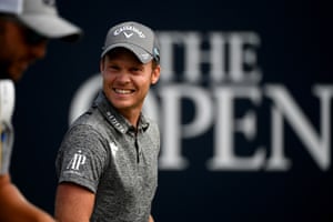 Danny Willett of England walks onto the tee at the 1st.