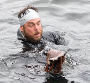 Edgley in the sea off the coast of Skye, Scotland, in August 2018