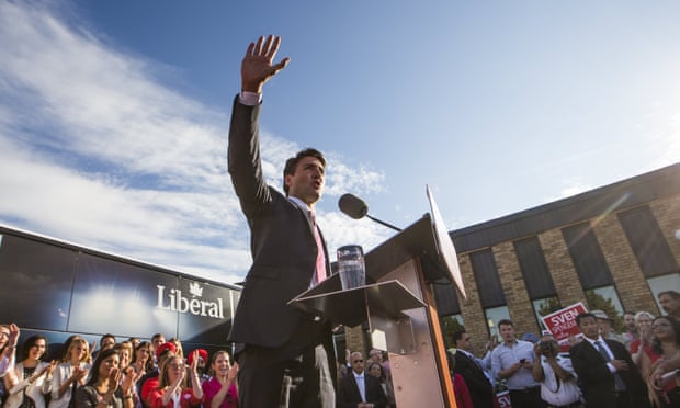 Canadian Liberal leader Justin Trudeau on the campaign trail
