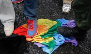 Anti-gay rights activists in Moscow
