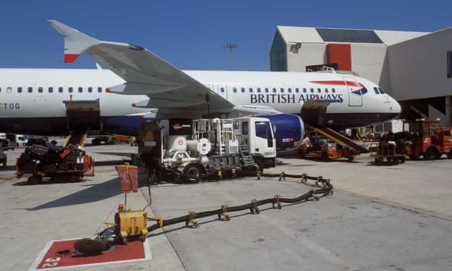 Airplane during conventional refueling