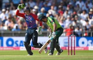 Out! Jos Buttler stumps Sohaib Maqsood.