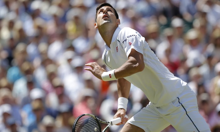 Djokovic eyes an attempted lob from Richard Gasquet