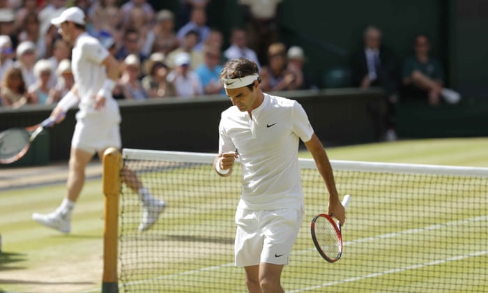 Federer clenches his fist after winning yet another point