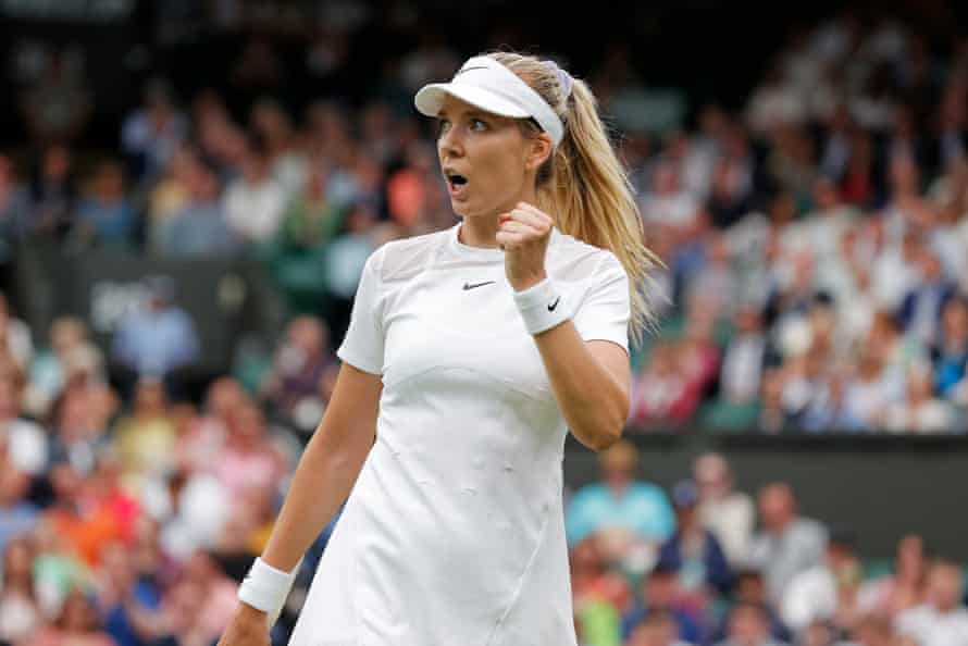 Katie Boulter holds serve.