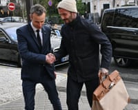 David Beckham seen out of hotel during Paris Fashion Week Haute Couture.