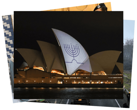 A menorah is projected on to the Sydney Opera House in memory of the victims of a mass shooting at Bondi beach