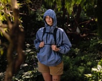 Avery Trufelman wearing a cagoule and shorts