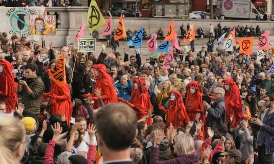Code red … eco-protestors sound the alarm in Rebellion.