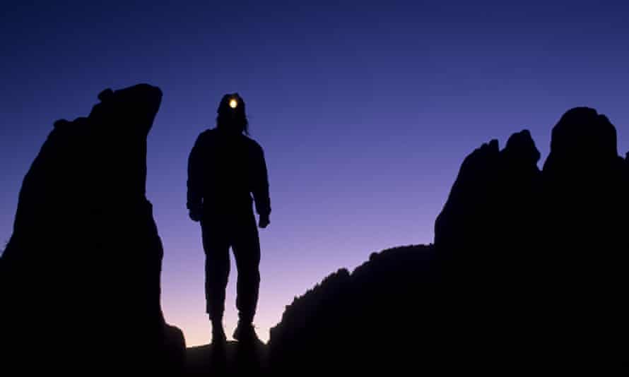 Woman with headlamps