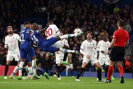 Trevoh Chalobah attempts a bicycle kick.