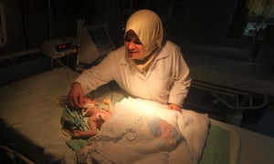 A premature infant receives treatment in a hospital in Gaza. A new UN report says there has been a surge in the rate of infant mortality in Gaza.