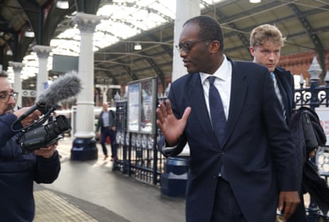 Kwasi Kwarteng arriving at Darlington station.