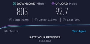 Test de vitesse 5G à Melbourne.