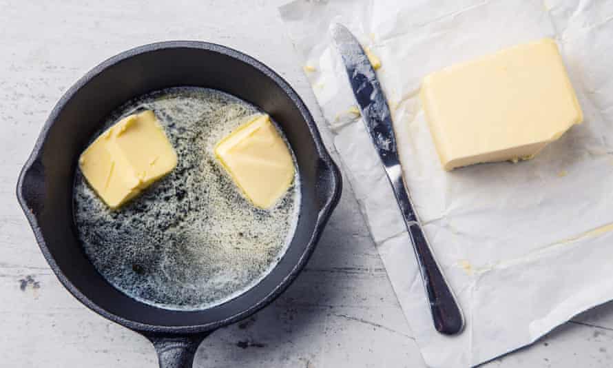 You can see the butter melting in the pan.