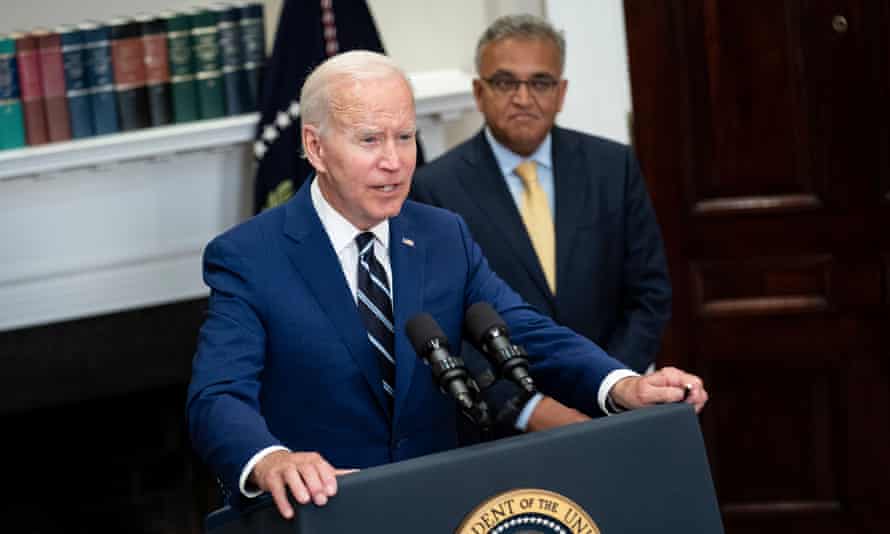 US President Joe Biden in the Roosevelt Room of the White House.