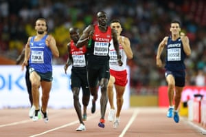 A focussed looking David Rudisha storms towards the finish line to win gold in the men’s 800m