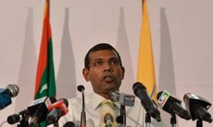 Former president of the Maldives Mohamed Nasheed speaks to the press, November 2013