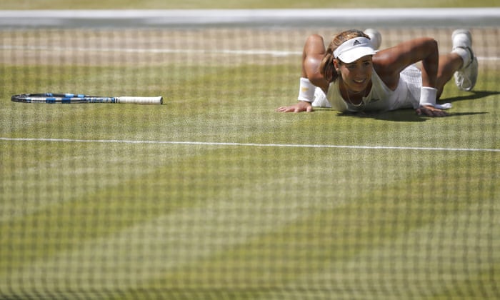 Garbine Muguruza is literally floored by her semi-final victory