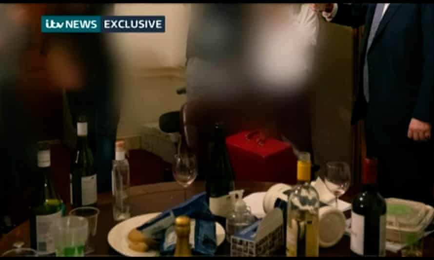 ITV screengrab of party attended by Boris Johnson
