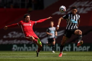 Liverpool 1-1 newcastle united: premier lig - gerçekleştiği gibi 5 trent alexander-arnold in action against joelinton .