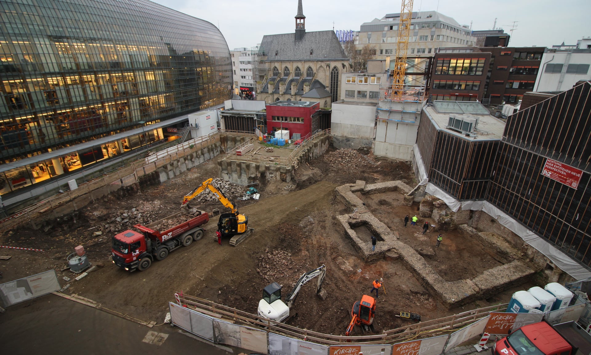 'Really incredible' ... the site of the second-century library discovered in Cologne. Photograph: Hi-flyFoto/Roman-Germanic Museum of Cologne