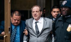 Harvey Weinstein leaves a court in New York after a bail hearing in December 2019.