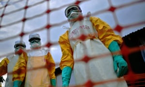 File photo showing medical staff wearing protective clothing at their facility in Kailahun, Sierra Leone.