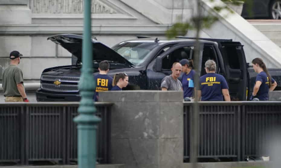 Authorities last month investigated a pickup truck parked on the sidewalk in front of the Library of Congress in Washington.