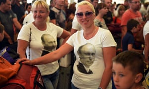 Russian tourists queue inside Sharm el-Sheikh airport.