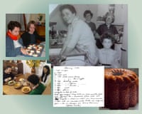 Justine's mother (grandma's daughter-in-law), Marie-Anne Schelstraete, and her older sister, Clarisse Vandendorpe making the dish, Frieda (back right) teaching her daughters-in-law how to cook (Zack's grandma, Geraldine, is back left. Florence and her daughter, Sandy, are front left and right, respectively), The 'Good Luck Honey Cake' recipe, Sonia enjoying the meal with my husband and 15 year old son Rayan.
