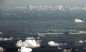 An aerial file photo of China’s alleged ongoing reclamation of Mischief Reef in the Spratly Islands in the South China Sea. Japan has raised concerns over China’s recent reclamation work in the area, saying it has escalated regional tensions. 