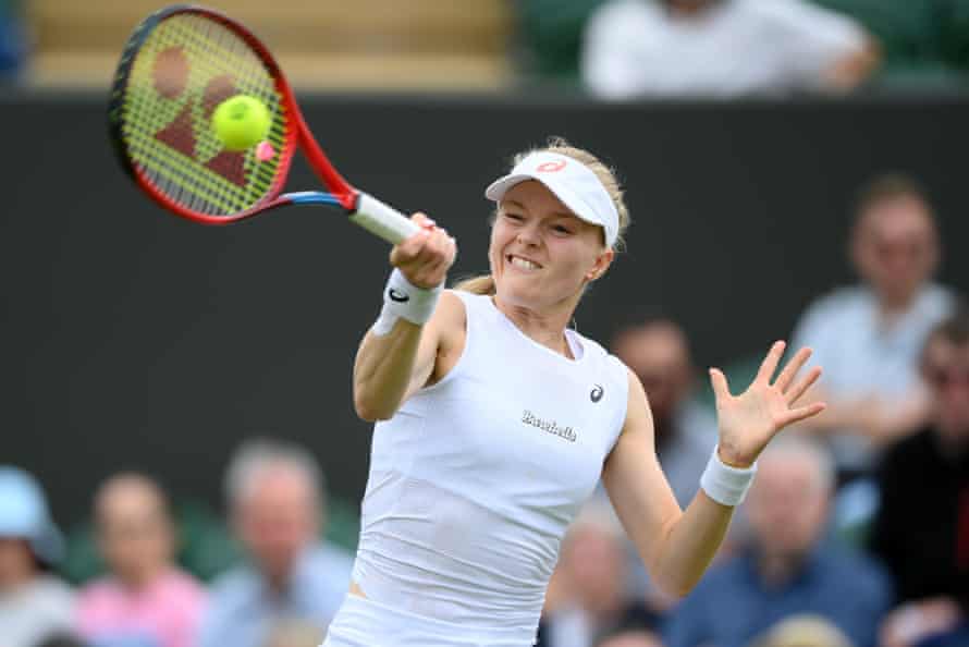 Harriet Dart thumps a forehand.