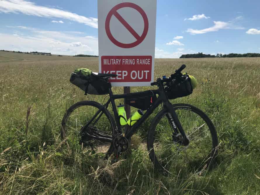 Warning signs along the route on Salisbury Plain.