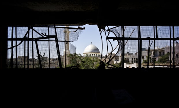 A damaged building in Aleppo, Syria.