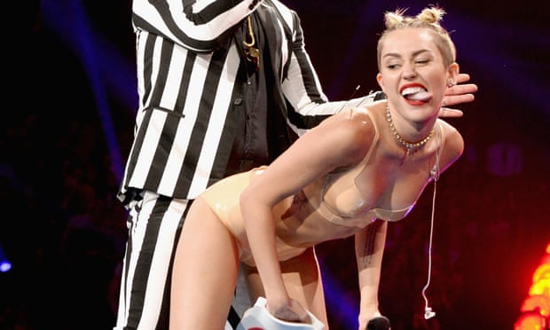 Miley Cyrus twerking on stage at the 2013 MTV Music Awards.