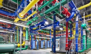 Pipes carrying water at a Google Data Center