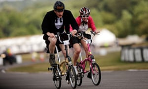 Competitors take part in the Brompton folding bike world championships in Chichester. Brompton is the UK's biggest manufacturer of cycles.
