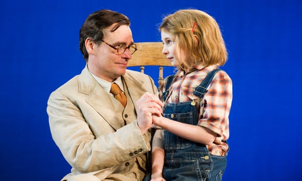 Robert Sean Leonard as Atticus Finch, with Eleanor Worthington-Cox as Scout, in a 2013 stage production of To Kill a Mockingbird.