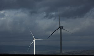 Storm clouds over wind turbines